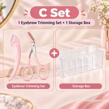 1 Set Mini, Bahan Stainless Steel, Dilengkapi Sisir, Alat Rias, dan Gunting Kecil, Gunting Pemangkas Alis dengan Sisir - A - View 14