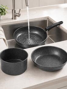 4-Piece Cast Iron Skillet And Wok Cookware Set, Non-Stick Stackable Pots With Detachable Handles, Suitable For Gas, Electric, Ceramic And Induction Cooktops, Space-Saving Oven- Kitchen Cookware For Daily Home Cooking - View 8