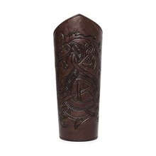 1pc Vintage Viking Style PU Leather Bracer, Unisex Celtic Dragon Embossed Arm Guard, Renaissance Festival Cosplay Costume Prop Halloween - A - View 10