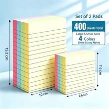 400pcs Colorful Wired Sticky Notes Set, Self-Adhesive Mixed Color Memo Pads, Multiple Packaging Options, Suitable For Office, School, Study, Daily Planner And To-Do List - Style - View 2