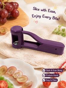 Grape Tomato Slicer, 4-Blade Fruit Cutter, Easy Kitchen Tool, Suitable For Salads And Snacks, Manual Operation And Easy To Clean, Compact Plastic Tool - Multicolor - View 2