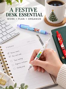 5pcs/20pcs Christmas Themed Retractable Gel Pens With Refills Set, Includes Random 10 Pens And 10 Refills, Suitable For Students' Daily Writing, Journaling, And As Christmas Gifts For Children From Parents - Multicolor - View 7