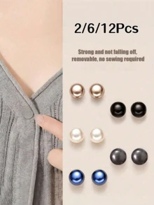 2/6/12Pcs Patterned Plastic Buttons - Seamless Adjustable Buttons, Suitable For Shirts, Dresses, Coats And Tops - Easy To Use, Decorative Buttons Designed For Women's Cardigans And Coats - Multicolor - View 2