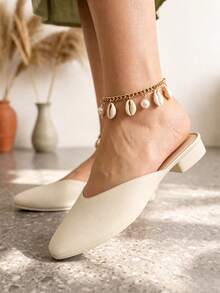 Women's Casual Versatile Commute Metal Decor Slip-On Flat Shoes - White - View 2