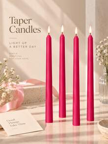 Bright Pink Taper Candles, 4/8pcs Drip-Free Magenta Dinner Candles, Long Burning Unscented Candles, Suitable For Weddings, Home Decor, Tabletop, Romantic Gatherings And Holiday Decorations - one-size - View 5