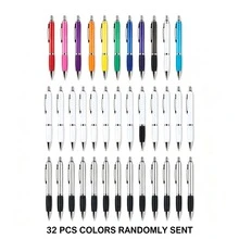 32/50pcs Multi-Color Minimalist Retractable Ballpoint Pens (32pcs/50pcs, Random Colors). Metal Clip With Colorful Non-Slip Grip, Smooth Writing. Suitable For Office, School And Daily Note-Taking, Bulk Set For Multiple Users, Practical Stationery To Improve Efficiency. - Multi-color - View 7