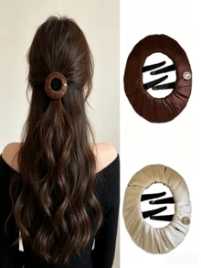 Hidden Round Flat Hair Claw Clip | Invisible Mini Claw Clip | Lightweight Comfortable No Pulling Hair | Daily French Elegant Updo Hair Accessory | Multiple Styles Available - Multicolor - View 11