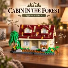 400+PCS Forest Cabin Building Block Set, 6 Styles Available, Mini Woodland House Model, Adult Collectible Desktop Display Decor, Each Style Sold Separately - Forest Cabin - View 7