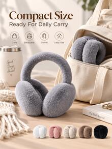 Women's Foldable Winter Ear Muffs, Cute Full Ear Coverage Warm Ear Muffs, Compact Foldable Design, Comfortable Ear Muffs, Suitable For Students, Campus, Commuting, Travel, Outdoor Walking, Daily Winter Wear, Cold Weather Accessories, Street Style, Creative Gift - Multicolor - View 5