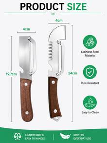 2pcs Wooden Handle Peeler And Bottle Opener Set, Vegetable And Fruit Peeling, Stainless Steel Blade Kitchen Tools - Multicolor - View 12