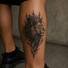 1pc Waterproof Anti-Rub PVC Realistic Lion Tattoo Sticker, Suitable For Daily Use - Grey - View 2