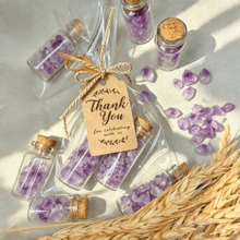 Natural Amethyst Crystal Favors, Healing Stone Gift Bags, Personalized Thank You Tags, Wedding & Party Souvenirs - Multicolor - View 3