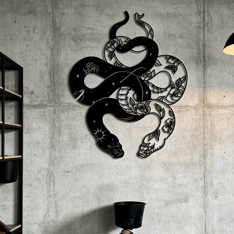 Excellent Two-Headed Snake Metal Wall Art For Indoor And Outdoor Use: Suitable For Modern Wall Decor, Classical Or Luxurious Decoration - B - View 3