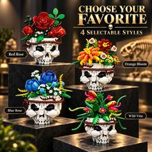 700+PCS Floral Skull Building Block Model, 4 Styles Available, Adult Botanical Skeleton Construction Set, Rose & Plant Skull Desktop Display Decor, Each Style Sold Separately - Skull Planter - View 3