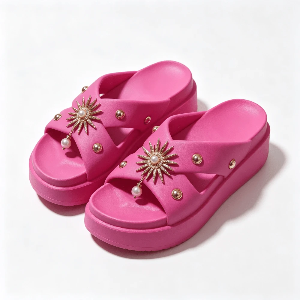 Women Slides - Hot Pink - View 1