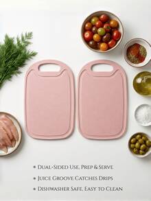 1pc/2pcs Plastic Cutting Board, 2 Colors Available, Double-Sided Use, Separate Raw And Cooked Food To Avoid Cross-Contamination, Non-Slip Design, No Slipping When Cutting, Hanging Hole Design, Lightweight And Space-Saving, Suitable For Kitchen Prep And Outdoor Camping, Essential Kitchen Accessory. - View 8