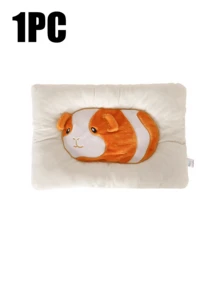 1pc Soft Plush Pet Blanket Bed, Suitable For Guinea Pigs, Rabbits, Hamsters, Rats, Warm Comfortable Sleep Insulation Pad, Cute Cartoon Pattern, Orange White/Brown, Small Animal Cage Accessory, Easy To Clean - Multicolor - View 11
