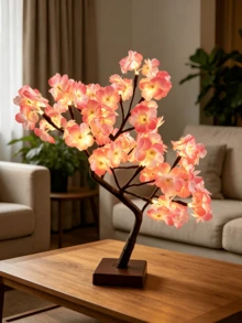 1 cái đèn bàn cây hoa anh đào 24 LED 45cm, nguồn kép USB/pin 3AA, trang trí trong nhà dịp Giáng sinh và Lễ Tạ ơn - Màu vàng - Xem 9