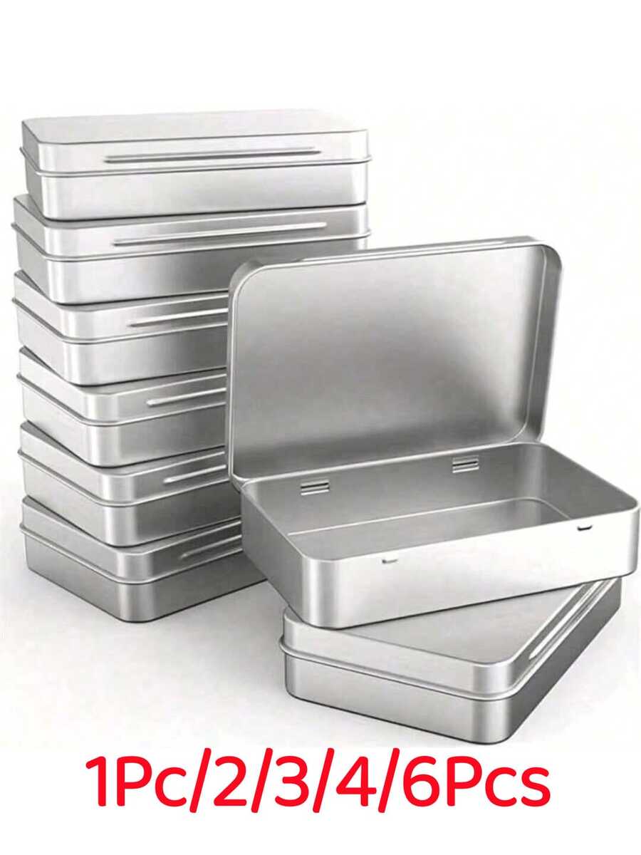 3 hộp đựng thẻ, hộp lưu trữ có nắp, hộp lưu trữ để bàn, hộp đựng kẹp tóc, hộp thiếc kim loại - Nhiều màu - Xem 1