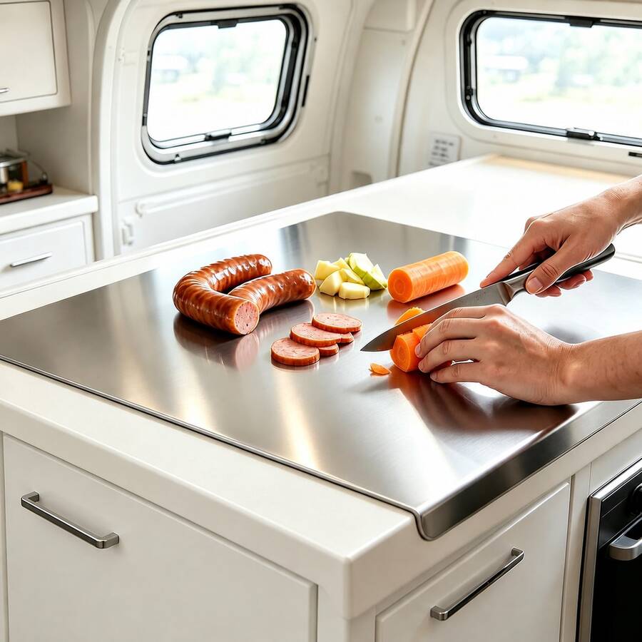 Large Stainless Steel Cutting Board With Rim, Kneading Mat, Metal Cutting Board, Suitable For Meat, Fruit, Vegetables, Bread, Baking