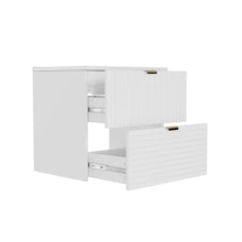 Wall-Mounted Vanity Unit 61*46*57 Cm, Fully Lacquered MDF, Two Soft-Close Drawers, Drawer Fronts With Horizontal And Vertical Patterns, Integrated Sink, White - White - View 9
