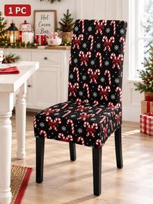1/6pcs Christmas Chair Covers, Vintage Red & Black Plaid Reindeer Candy Cane Christmas Tree Pattern Polyester Removable Washable Chair Protector, Suitable For Christmas Dinner, New Year Celebration, Party Decoration - B - View 16