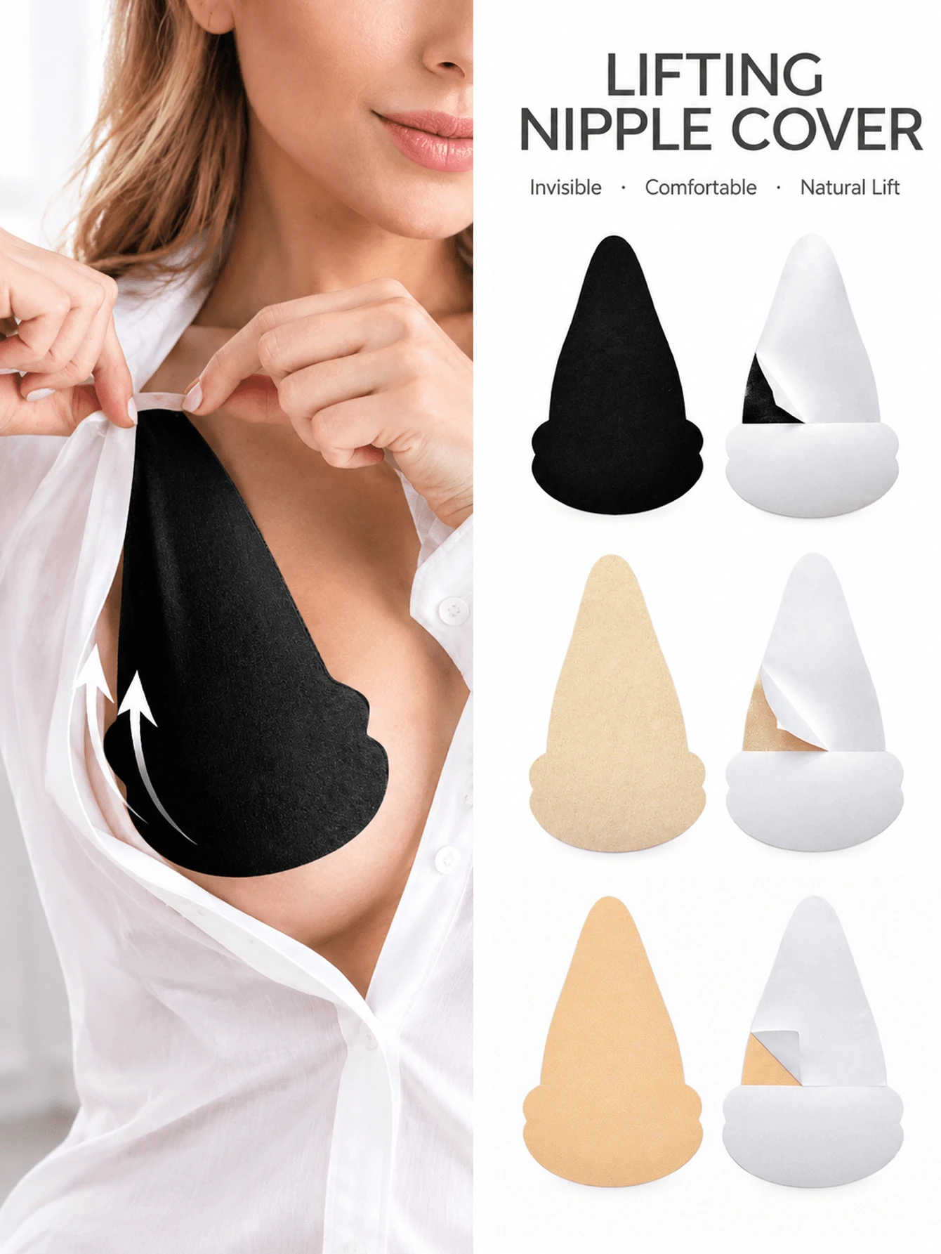 10pcs Disposable Push-Up Breast Pads, Versatile Disposable Breast Pads, Suitable For Tight-Fitting Clothing - Multicolor - View 1