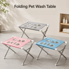 1pc Foldable Pet Bathing Stand (60*40*33cm), Portable Elevated Pet Bathing Rack With Breathable Mesh Surface, Suitable For Dog And Cat Bathing, Blow Drying And Grooming, Suitable For Large, Medium And Small Dogs And Cats, Stable Fixed Pet Bathing Accessory - 60*40*33cm - View 2