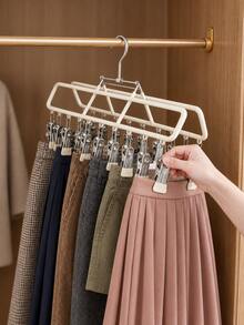 1Pc Multi-Functional Adjustable Hanger, Balcony Drying Rack With Underwear Clips, For Clothes, Pants, Skirts, Socks, Hats, Scarves & Belts, Multi-Purpose Organizer Hanger, Must-Have For Wardrobe & Closet Autumn-Winter Seasonal Storage - Multicolor - View 6