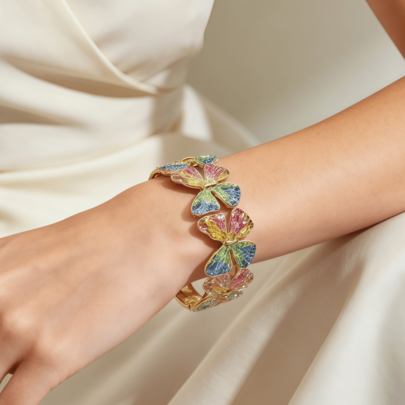 1 peça Pulseira elástica de borboleta em patchwork de esmalte colorido, estilo vintage elegante versátil geométrico 3D, romântico sexy exagerado boémio, adequada para uso diário, férias, casual, banquete e festa