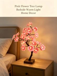 1PC 24 LED Plum Blossom Tree Light, Artificial Flower Lamp, USB & 3 AA Battery Dual Power Supply, Super Bright Warm White Atmosphere Light, Bedroom Desktop Night Light, Proposal Party Decoration Ornament - Yellow - View 2