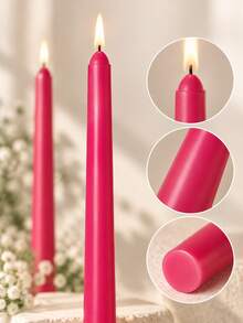 Bright Pink Taper Candles, 4/8pcs Drip-Free Magenta Dinner Candles, Long Burning Unscented Candles, Suitable For Weddings, Home Decor, Tabletop, Romantic Gatherings And Holiday Decorations - one-size - View 4
