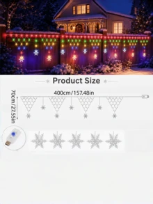 1pc Triangle Fishnet Star Curtain Light, Ambient Lighting, Button Dimmable, Suitable For Outdoor, Villa, Eaves, Porch, Window, Home Room And Holiday Night Decoration - M25-triangle Fishing Net Curtain Lights - View 11