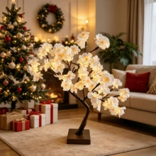1PC 24-Light Cherry Blossom Atmosphere Flower Lamp, USB & 3 AA Battery Dual Power Supply, Super Bright Warm White LED Tree Light, Romantic Decoration Lamp For B&B, Bedroom, Desktop - Warm white light - View 10