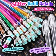 223-Piece Glitter Gel Pen Set, 25 Clear Pen Barrels + 198 Color Refills, 0.5mm Bullet Tip, Sparkling Multicolor Writing Pens For Journaling, Notes, Cards, Planners & DIY - 198 Refills + 25 Empty Pen Barrels - View 7