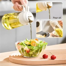 2 في 1 بخاخ زيت للطهي، زجاجة موزع زيت بلاستيكية، زجاجة رش وصب الزيت للقلاية الهوائية والشواء والسلطة والخبز - D - مشاهدة 9