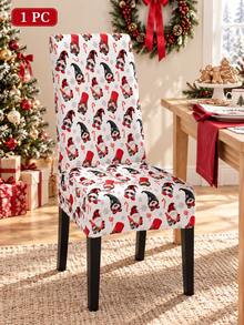 1/6pcs Christmas Chair Covers, Vintage Red & Black Plaid Reindeer Candy Cane Christmas Tree Pattern Polyester Removable Washable Chair Protector, Suitable For Christmas Dinner, New Year Celebration, Party Decoration - B - View 3