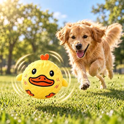 1 Stück 10 cm Oversized gelber Enten-Haustier-Interaktions-Hüpfball mit Sound, Hund-Katze-Spielzeug zur Langeweile-Linderung, Sound-Anziehung für Hunde und Katzen, langanhaltend bissfestes Material, langsamer Rückprall Haustier-Begleiter-Spielzeug, perfektes Haustier-Geschenk, ohne Strom, Weihnachtsgeschenk