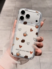 Autumn Heart Coffee Pumpkin Shockproof Soft Phone Case Compatible With Apple 18 Pro Max/17 Pro Max/16 Pro Max/15 Plus/14/13/12/11/XR/XS/7P And Other Models, Holiday Gift For Men And Women - Clear - View 4
