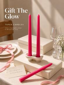 Bright Pink Taper Candles, 4/8pcs Drip-Free Magenta Dinner Candles, Long Burning Unscented Candles, Suitable For Weddings, Home Decor, Tabletop, Romantic Gatherings And Holiday Decorations - one-size - View 3