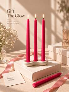 Bright Pink Taper Candles, 4/8pcs Drip-Free Magenta Dinner Candles, Long Burning Unscented Candles, Suitable For Weddings, Home Decor, Tabletop, Romantic Gatherings And Holiday Decorations - one-size - View 6
