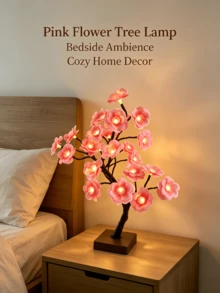 1 Buah Lampu Pohon LED Berbentuk Bunga Persik 24 Manik-manik Daya Ganda USB Kotak Baterai Cahaya Hangat Super Terang Lampu Pohon Bunga Buatan Dekorasi Rumah Meja Hadiah Ulang Tahun Ornamen - cahaya putih hangat - View 8