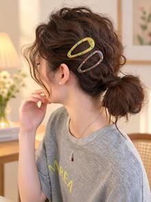 4PCS Cute Colorful Polka Dot Hollow Waterdrop Snap Hair Clips For Women, Dopamine Side Bangs Hairpins For Daily Styling - Multicolor - View 4