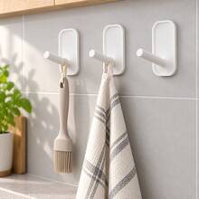 White No Drill PP Plastic Self-Adhesive Wall Hook Heavy Duty Adhesive Hooks For Bathroom Kitchen Entryway Closet Organization Space Saving Waterproof Oil Proof Easy Install Strong Load Bearing Capacity Home Decor Gift Multi-Purpose - View 4