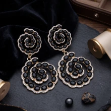 NeeFu WoFu Sparkling Rhinestone Glass Statement Earrings, Elegant Pearls Christmas Luxury Long Dangle Earrings For Party Dresses, Evening Gowns Bridal Gift - Round - View 8
