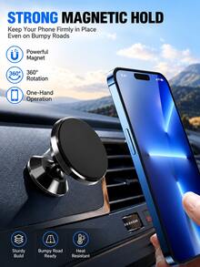1pc Iron Alloy Magnetic Car Handheld Support Bracket, Strong Magnetic Side Handheld Support, Car Steering Wheel Fixed Handheld Support, Car Interior Accessory, Road Trip Essential, Summer Travel Gear, Father's Day Gift, Memorial Day - Classic Round Style - View 9
