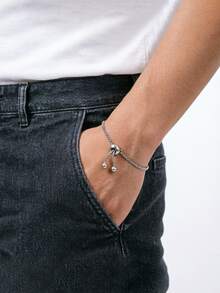 1Pc 3mm Stainless Steel Box Chain Bracelet With Elephant Cross Flower Bike Geometric Charm Minimalist Men Jewelry Gift - Silver - View 1