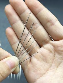 [30pcs/Pack]Side-Hanging No-Thread Sewing Needles With Faux Sandalwood Storage Tube, Side-Opening Eye Design. Suitable For Home Sewing Beginners, Applicable To Clothing Repair, Simple Embroidery, Handmade Fabric Crafts And Other Home Handicrafts - Faux Sandalwood Needle Case With Side Hook - View 3
