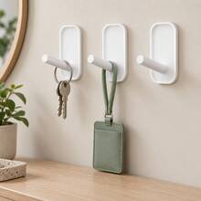 White No Drill PP Plastic Self-Adhesive Wall Hook Heavy Duty Adhesive Hooks For Bathroom Kitchen Entryway Closet Organization Space Saving Waterproof Oil Proof Easy Install Strong Load Bearing Capacity Home Decor Gift Multi-Purpose - View 1