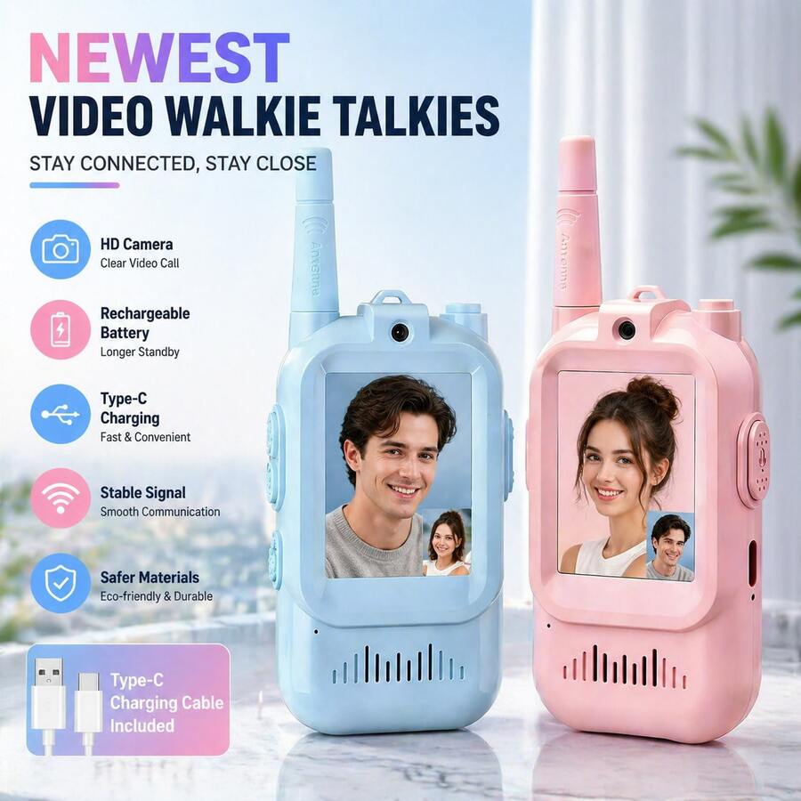 YAIUZGOO Video Intercom (2pcs) With 600mAh Rechargeable Battery, HD Camera And Voice Changer Function, Perfect Gift For Outdoor Games, Camping, Travel And Hiking